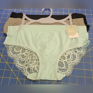 Just Be Set of 3 Light Blue, Gray & Black Bikini Lace